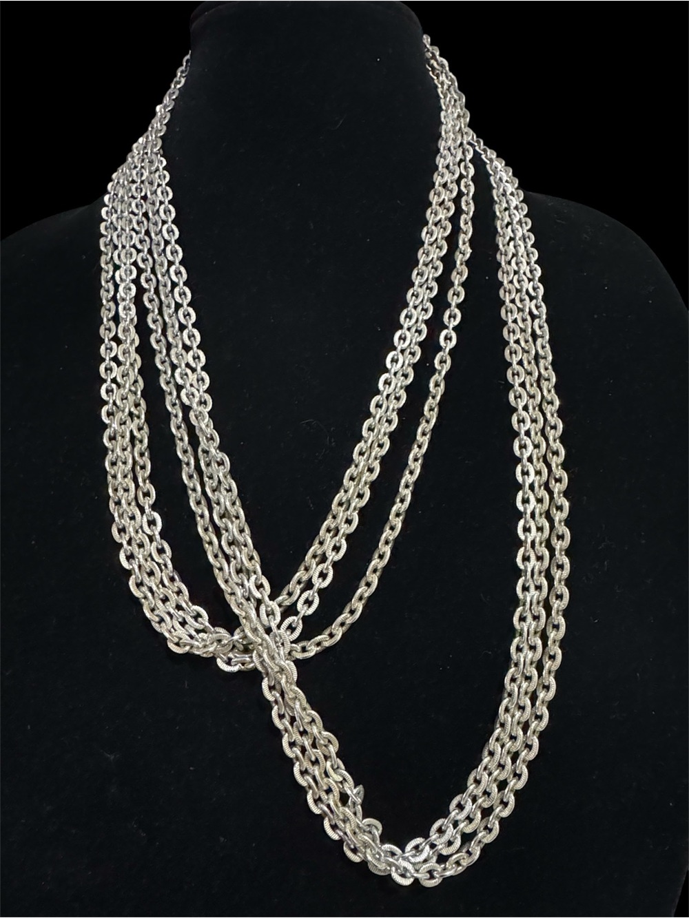 West Germany Three Strand Silver Chain Necklace